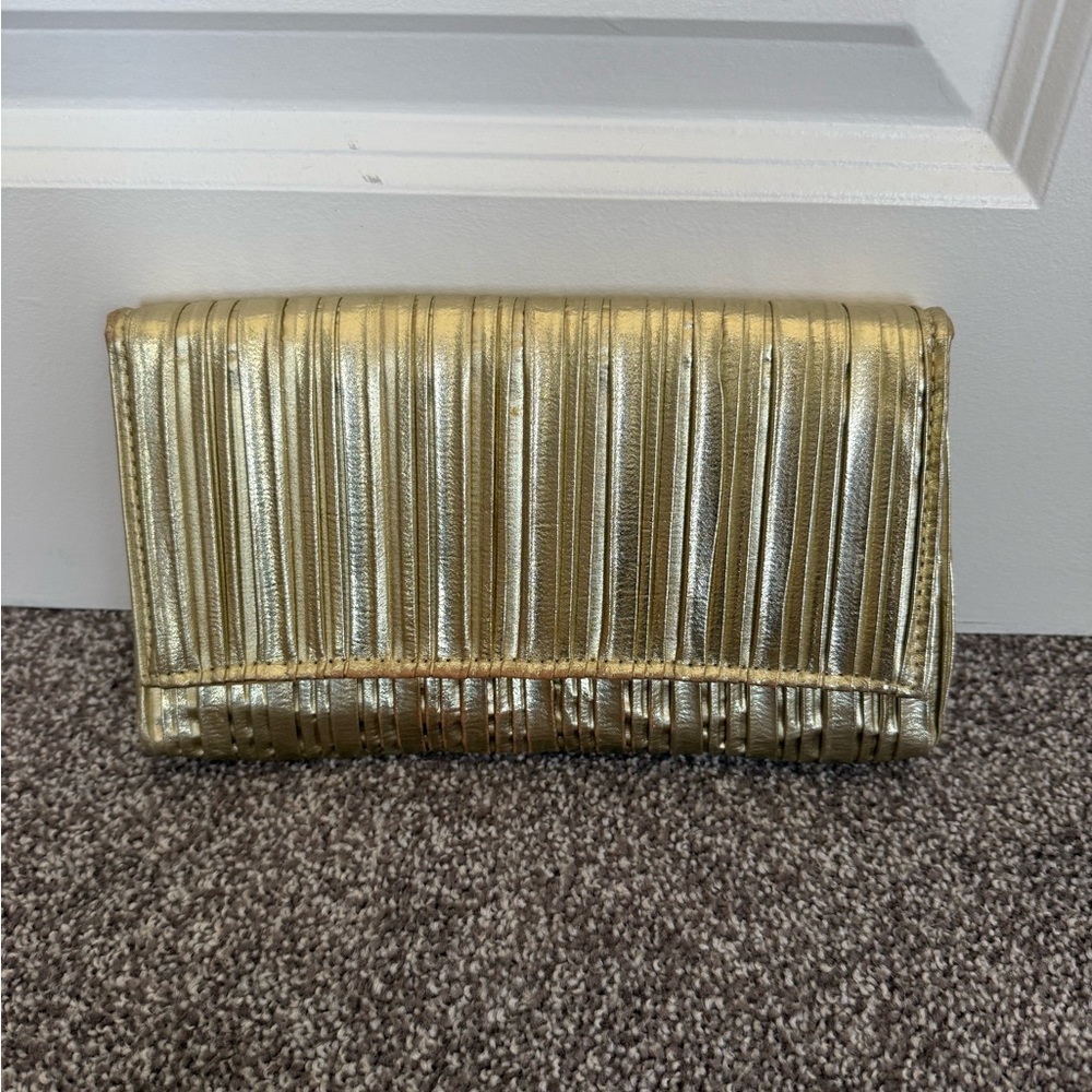 Chic Gold Pleated Clutch